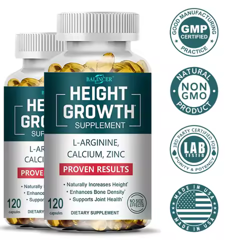 Height Growth Calcium Vitamin D Supplement Natural Vegetarian Capsules Increase Bone Strength Height