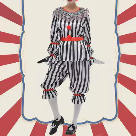 Black White Clown Costume for Women Halloween Clown Cosplay