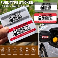 Car Fuel Type Sticker – Diesel RON95 RON97 Warning Label Waterproof