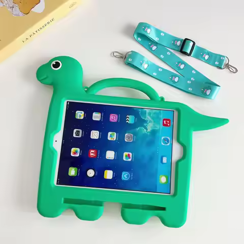 Kids Case For iPad A16 11th 2025 10th 10.9 Air 4 Air5 9th 8th 7th 10.2 3D Green Dinosaur Stand Cover