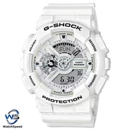 Casio G-Shock GA-110 GA110 GA110MW GA-110MW-7A White Resin Strap Standard Analog Mens Watch