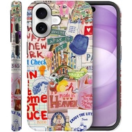 Case for iPhone 17,Fits Frosted Case Design for Girl Women,Collage City Signs Colors Travel