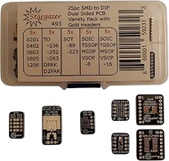 Stargazer 25 Piece Dual Sided SMD to DIP Variety Pack with 40 Fitted Gold Plated Headers [SOIC/TSSOP