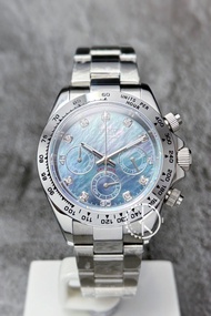【定制】Seiko Mod Quartz Chronograph Watch 40mm 黑貝母鑽石面地通拿 精工改裝石英計時鋼錶