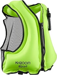 Khroom Inflatable Snorkel Vest Adults and Teenagers 59" - 75", 90-200 lbs lbs | Weighs only 400 Gram