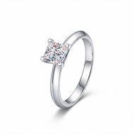 XinLi Luxury Princess Cut Moissanite Ring S925 Silver 4-Prong Solitaire Fine Jewelry 1-2ct