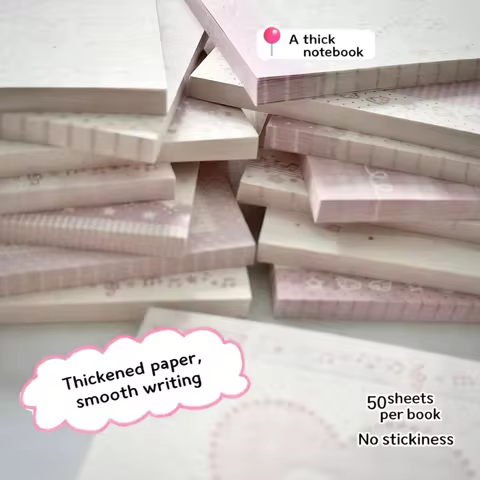 Musical Note Memo Pad Cute A7 Notepad Pink Memo Pad Adorable Non-Sticky Memo Pad For Diary Writing J