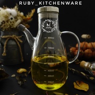 Chefio 800ml Glass Oil Pot Measuring Cup/ Oil, Soy Sauce Bottle/
