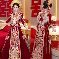 ชุดแต่งงานผ้ากำมะหยี่ Xiu He 2025 ใหม่ ขนาดใหญ่ เสื้อผ้าสำหรับผู้หญิงไซส์ใหญ่ ชุดแต่งงานแบบหนัก ชุดแ