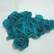 aplikasi bunga mawar flanel hiasan mahar seserahan kado hampers parcel - biru toska