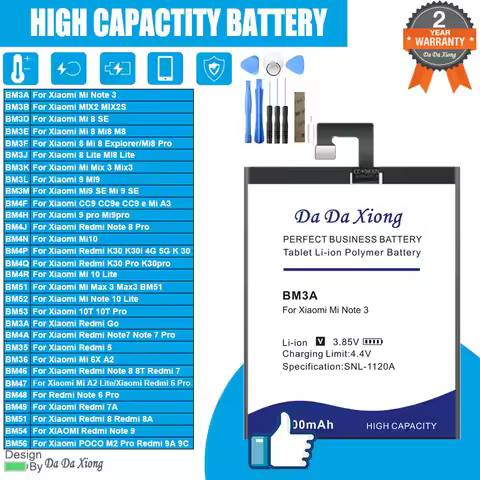 High Quality Battery For Xiaomi Redmi Note 3 X2 5 6 6X A2 7 7A 8 8A 8T 8SE 9 9SE Mix3 Max3 10T CC9 1