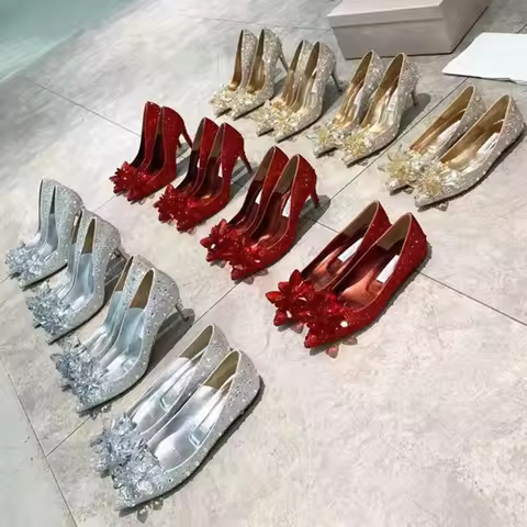 Princess Crystal Wedding Shoes Female 2026 Bridal Shoes Female Rhinestone High Heels