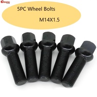 5pcs M14x1.5 Black 60mm Wheel Lug Bolts Nuts Car Accessories Set For VW EOS Fox Polo Mercedes-Benz C