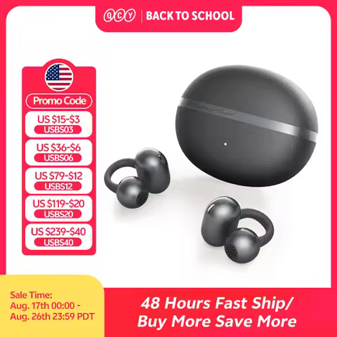 QCY Crossky C50 Open Ear Wireless Earbuds Bluetooth 6.0 Comfort Clip On Sports Earphone 4 Mic AI Cle