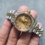 Rolex date just steel yello gold diamond dial ladies Reff.79173