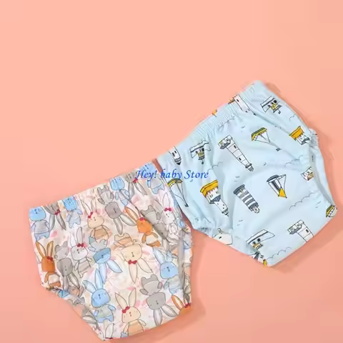 Q1FE Reusable Cotton Diaper Pants for Baby 6 Months to 3 Years, Absorbent Training Briefs Underwear 