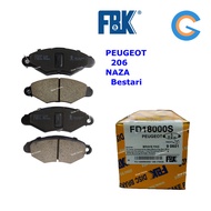 FBK Bestari 206 Front (Depan) Disc Brake Pad PEUGEOT FD18000S