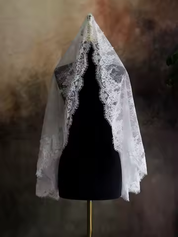 High Quality Wedding Veil Lace Bridal Veils Short Lace Veils 0.9*1.5m Fairy Style Veils L&P DQL Stud