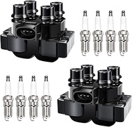 MAS Set of 2 Ignition Coil Pack FD487+8pcs Iridium Spark plugs SP432 Compatible with Ford Mercury Li