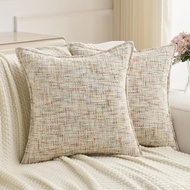 FUTEI Colorful Decorative Throw Pillow Covers 18x18 Inch Set of 2,Soft Chenille Tweed Textured Cushi
