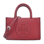 TORY BURCH ELLA BIO縫線皮革兩用托特包-迷你/莓果紅/平行輸入