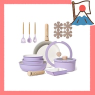 [Direct from Japan] Marble Coated Cookware Set Detachable Handle IH Gas Stove Compatible 17 Piece CA