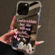 Psalm 46:5 Bible Verse Pattern Print Mirror Phone Case Compatible With IPhone 13/15/16/17pro/17/14/1