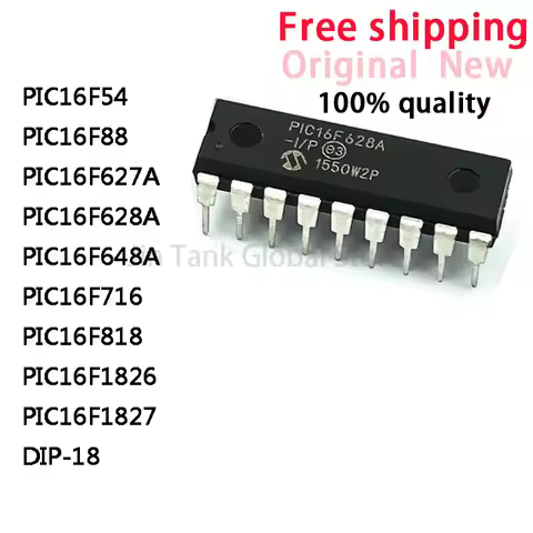 5Pcs PIC16F54 PIC16F88 PIC16F627A PIC16F628A PIC16F648A PIC16F716 PIC16F818 PIC16F1826 PIC16F1827 -I