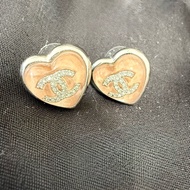 Chanel⭐️透明淺粉紅愛心耳環