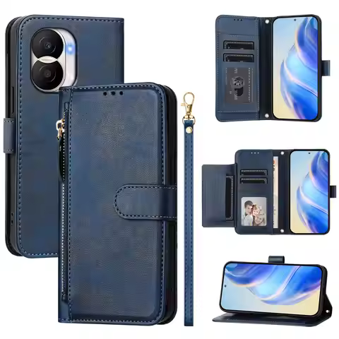 Shockproof Zipper Card Phone Flip Leather Wallet Case For Huawei Honor X40 X30 X9c X8 X7a X6c X5c Ma