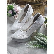 10cm white waterproof shoes with tofu heels