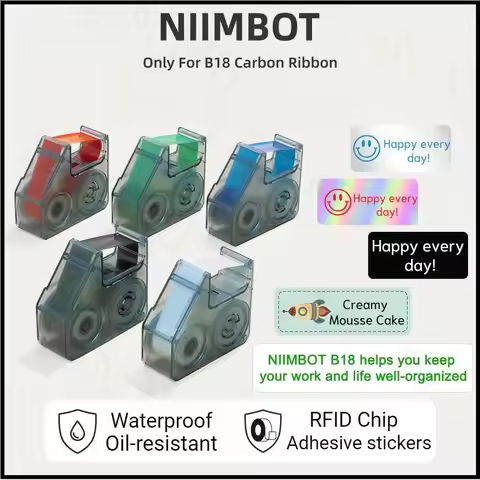 NIIMBOT B18 Labeling Ribbon, Refill Tapes for Thermal Transfer Label Printer/Color label Printer, Lo