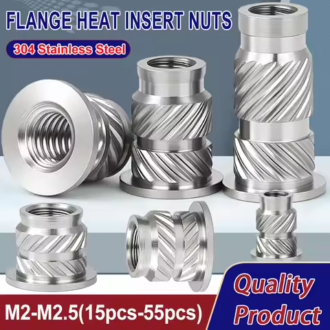 M2 M2.5 Stainless Steel Flange Heat Insert Nuts Threaded Inserts Nut Hot Melt Heat Knurled Embed Inj
