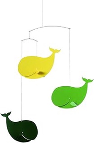 Flensted Mobiles Green &amp; Yellow Whale Mobile