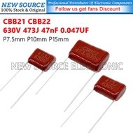 [5-20pcs] CBB21 CBB22 630V 473J 47nF 0.047UF Capacitor P7.5mm P10mm P15mm Polypropylene Film New Sou