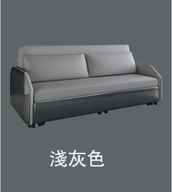 找得 - 輕奢可折疊梳化床實木皮布結合多功能坐臥兩用儲物小戶型雙人梳化床（116CM 淺灰色 海綿款 單儲物） 3094