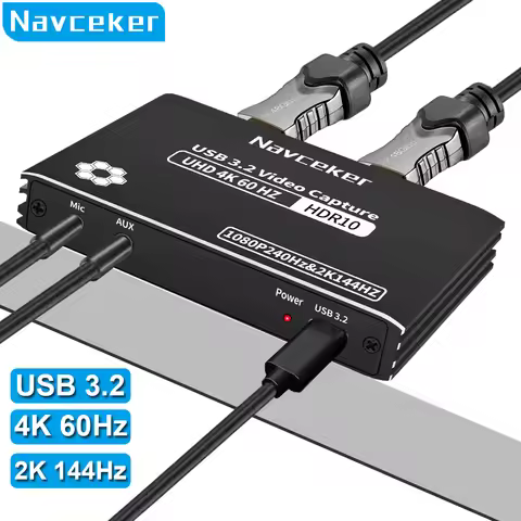 Navceker 4K 60Hz HDMI USB 3.2 Capture Bypass HDCP USB C Video Card 1080P 240FPS Video Grabber Live S