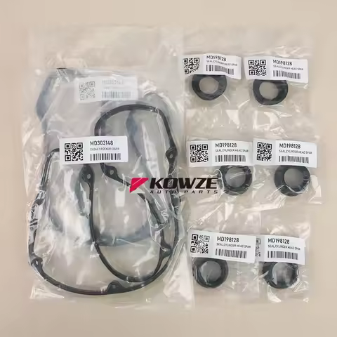 A Set Valve Gasket Sealing Ring Spark Plug Seal for Mitsubishi Pajero V43 V73 V93 L200 K76T KB9T 6G7