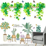 Green Plant Living Room Bedroom Dormitory Entrance Self-Adhesive Stickers Small Fresh Plant Flower W