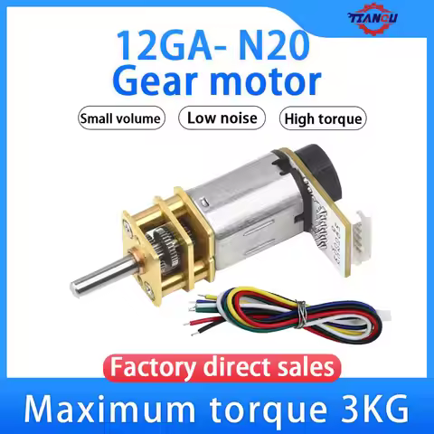 12GA-N20 Hall Effect Encoder Geared Motor 3V/6V/12V Four-Wheel Drive Vehicle Programming Metal Gear 