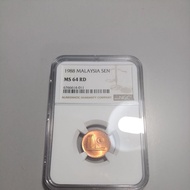 1988 Malaysia 1sen NGC MS64RD