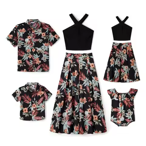 PatPat Floral Beach Shirt Or Cross Over Top With A Line Skirt Set Family Outfits