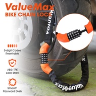 VALUEMAX 6*1000mm Bike Chain Lock 5 Digit Password Combination Anti-Theft Bicycle Lock MTB Mountain 