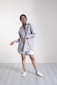 QueenCows ชุดให้นม Ellie Long Sleeve Dress (Blue) M