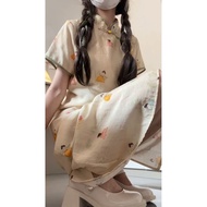 Chinese Style Cheongsam One-Piece Dress New Daily Retro Villain Improved Design Sense Literary Summe