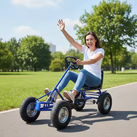 QIQU Zero-Cost Operation Go Kart for Parks Saves 100% Energy Electricity Free Pedal Go Kart