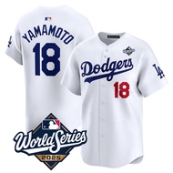 American MLB 2025 Men's Los Angeles Dodgers No.18 Yoshinobu Yamamoto Player Embroidered Jersey