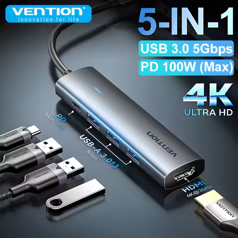 Vention New 5 in 1 USB C 4K HDMI HUB USB 3.0 HUB PD 100W Multiport Docking Station Adapter for MacBo