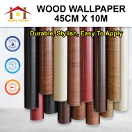 45cm x 10 meter Pelekat Hiasan Dinding Corak Kayu Wood Grain PVC Wallpaper / Corak Papan Wall / Furn