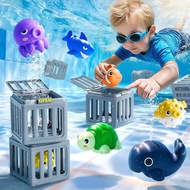 Kids Pool Diving Toys, Water Swimming Dive Pool Game, Toddler Bath Toy Play Set W/ Fish Box Floating